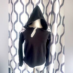 Rue21 Black Hoodie with Lace Accents XS